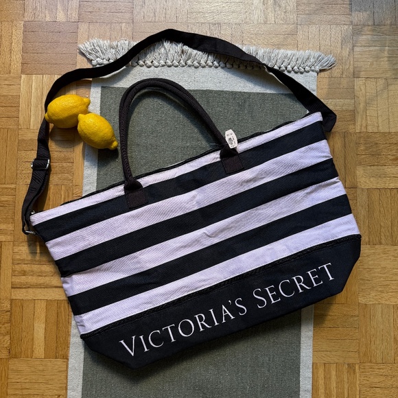 Victoria's Secret Striped Weekender Travel Tote Bag - Picture 1 of 5